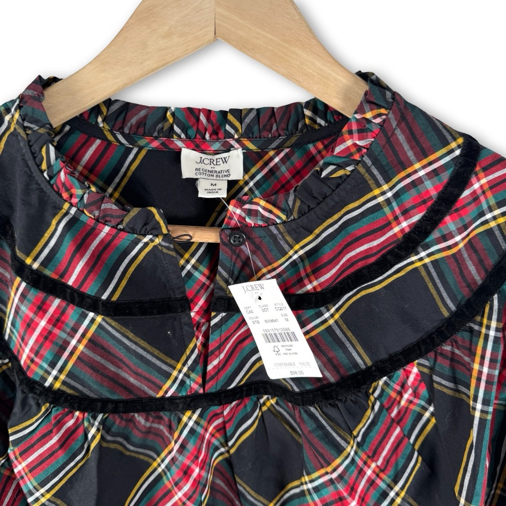 New Jcrew Regenerative Cotton Blend Plaid Shirt Top Blouse Sz M Medium - Picture 3 of 4